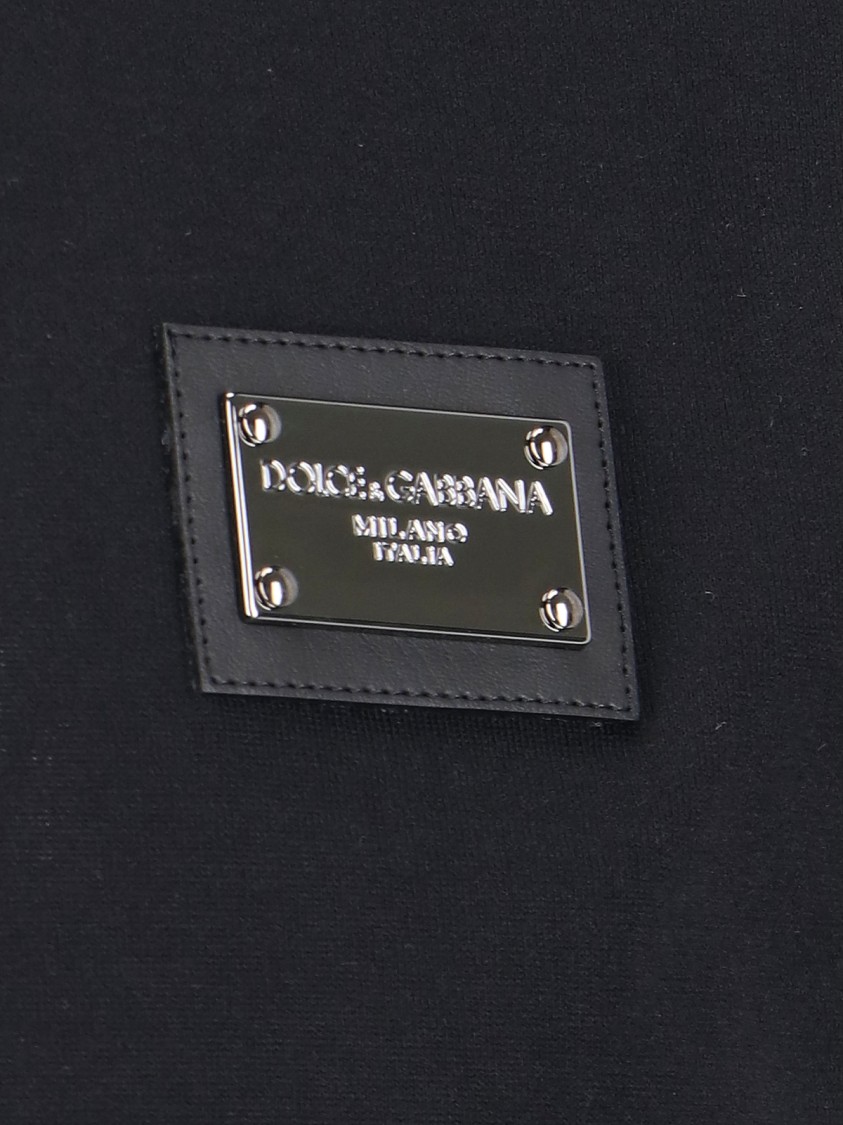 Dolce & Gabbana Cotton T-shirt With Metal Plaque Featuring Front Logo