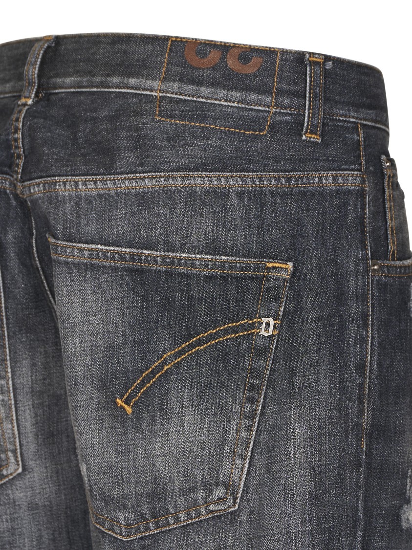 Dondup Relaxed Fit Distressed Denim Trousers With Rolled Cuffs In Gray