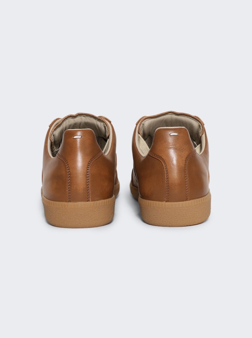 Maison Margiela Margiela Distressed Leather Replica Sneaker Brown In Brown