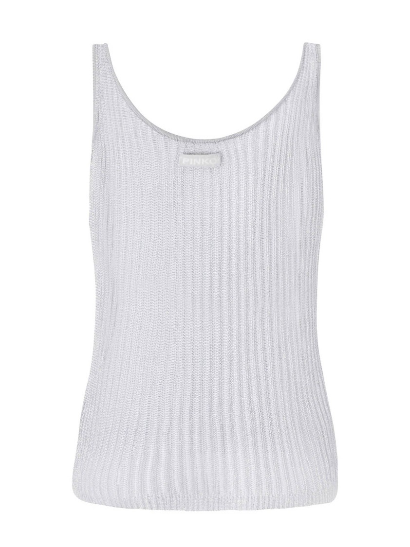Shop Pinko Scoop Neck Sleeveless Grey Top