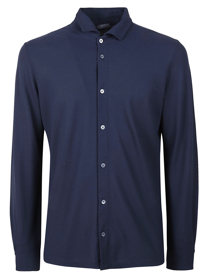 Zanone Button-down Cotton Shirt With Soft Texture In Blue