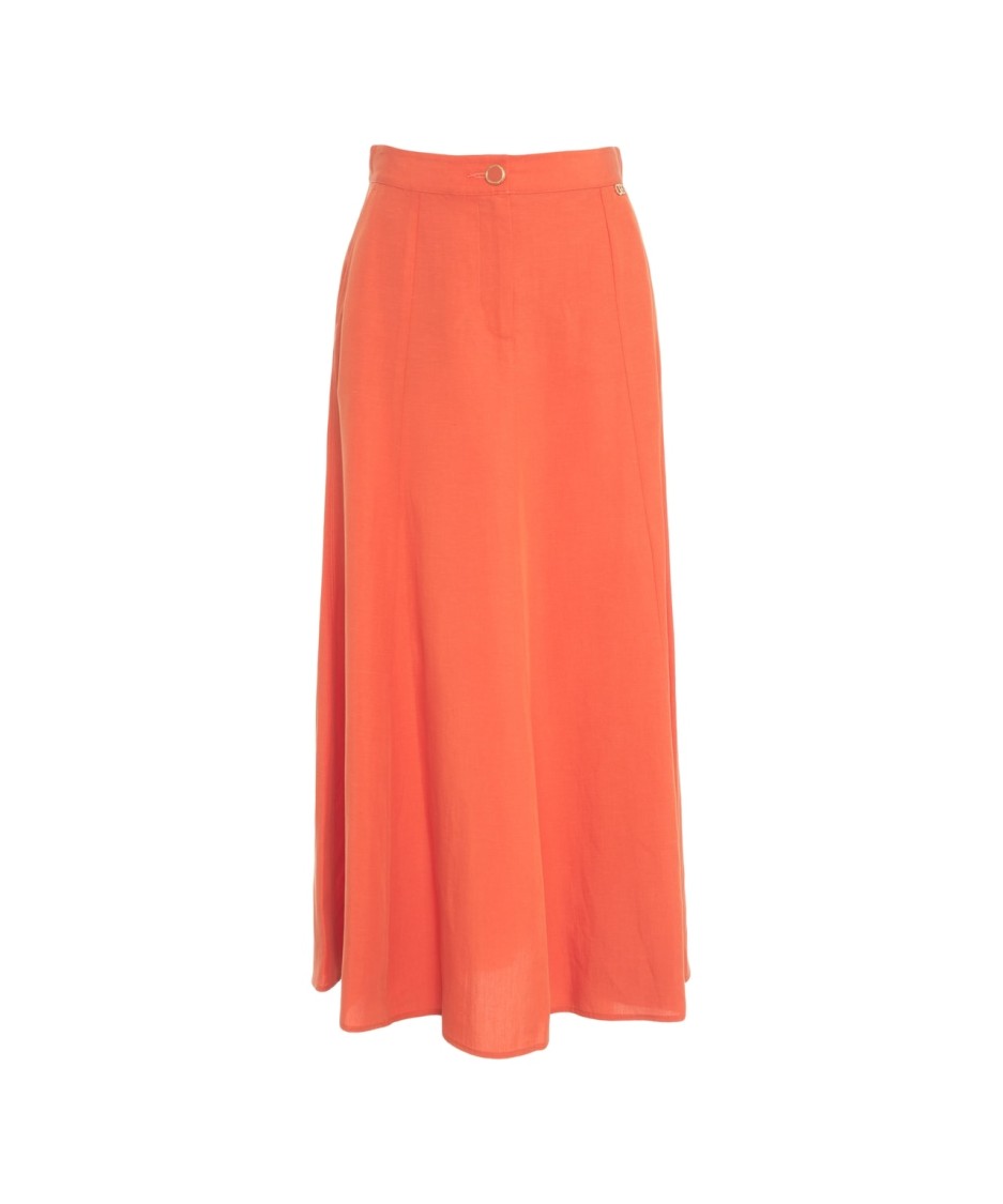 LIU •JO LIU JO FLARED ANKLE-LENGTH LINEN BLEND SKIRT