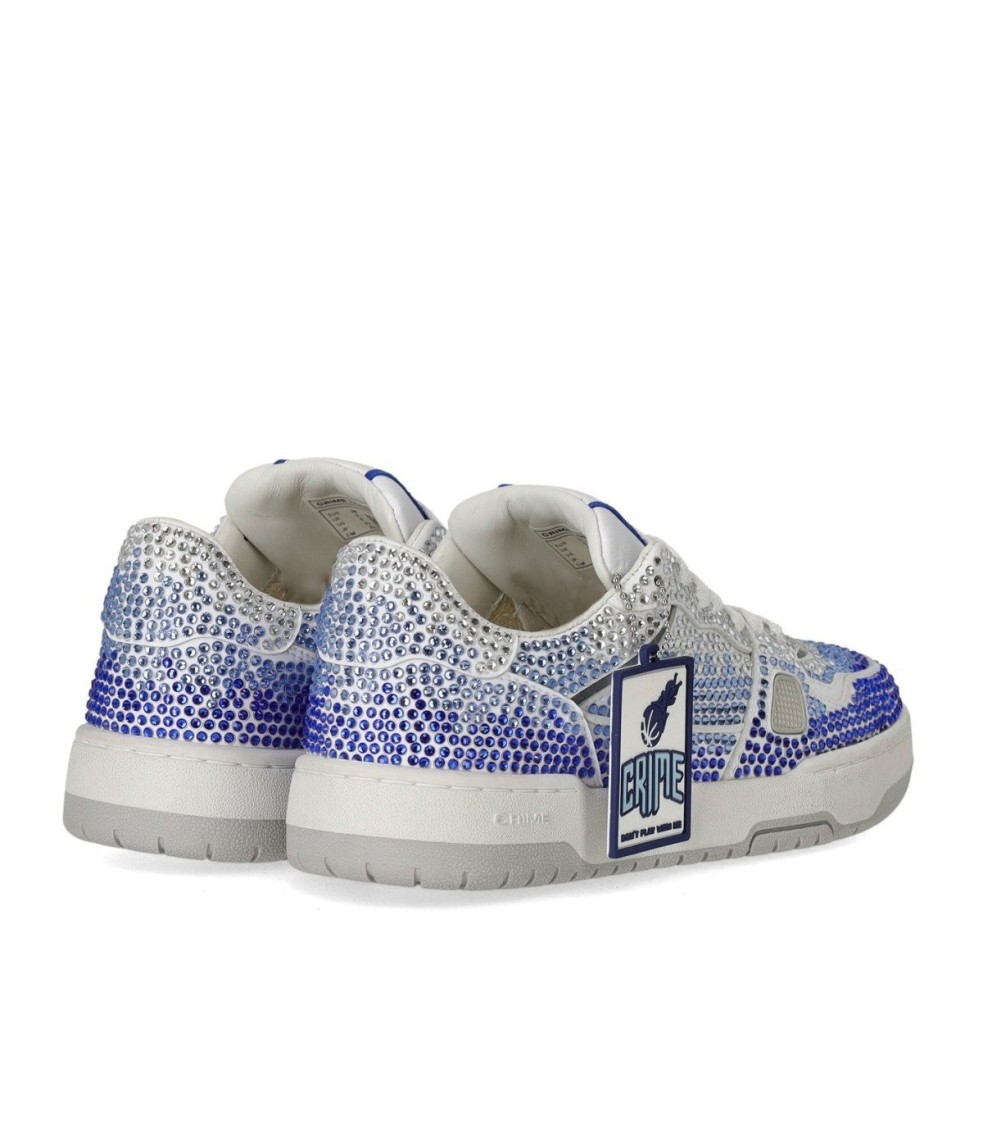 CRIME LONDON CRIME LONDON OFF COURT OG BLUE SNEAKER WITH RHINESTONES 