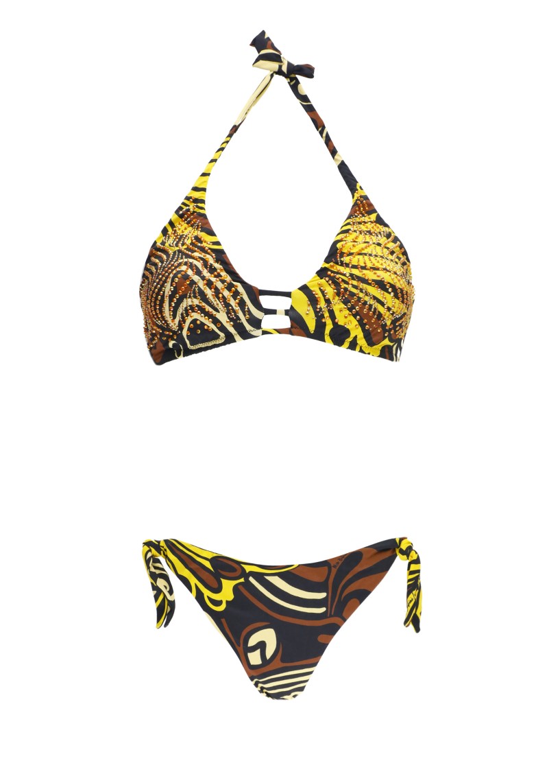 Miss Bikini Triangle Top Black Bikini In Multi