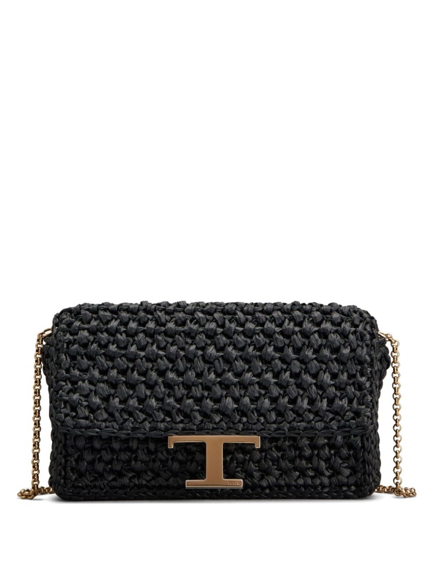 Tod's Black Woven Texture Shoulder Bag
