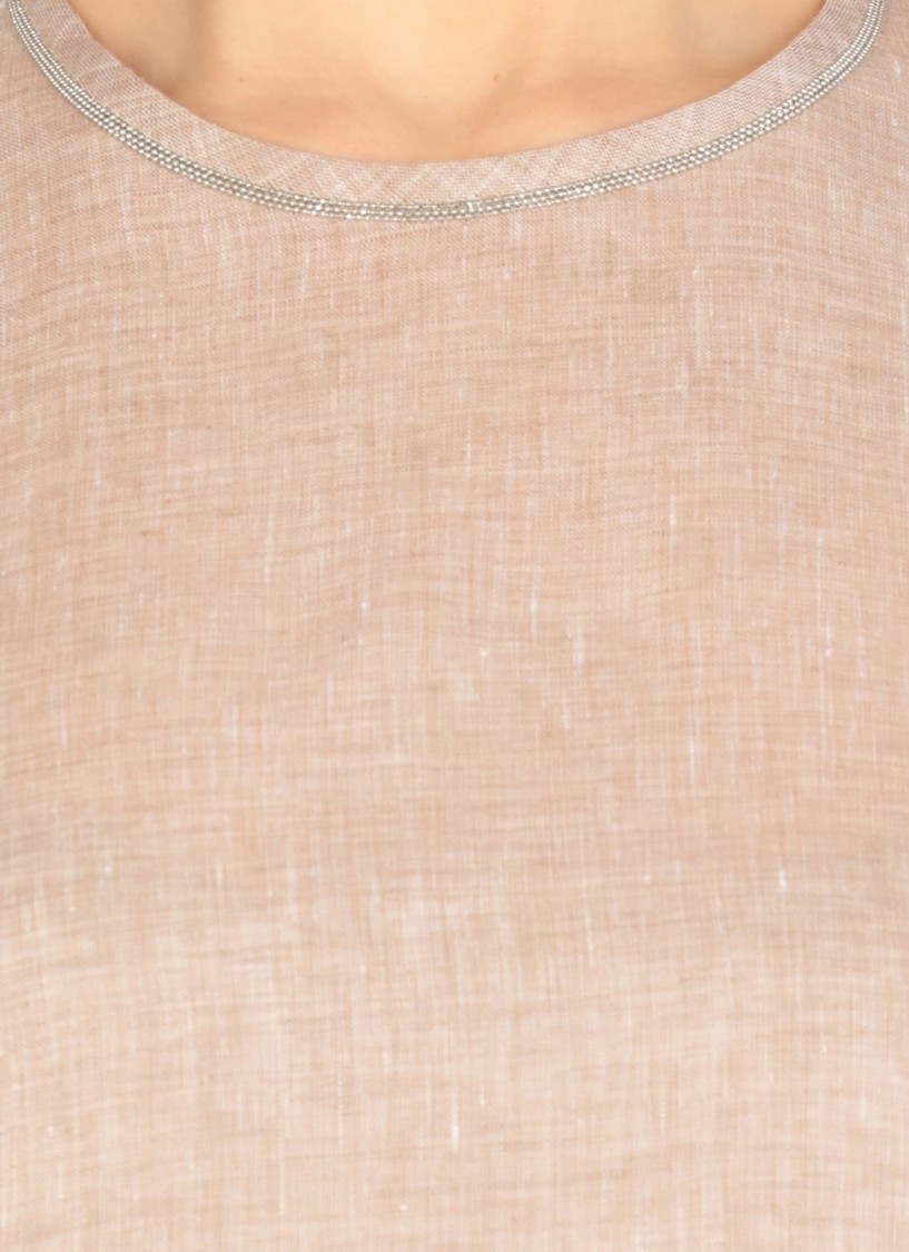 Shop Peserico Beige Linen Top In Neutrals