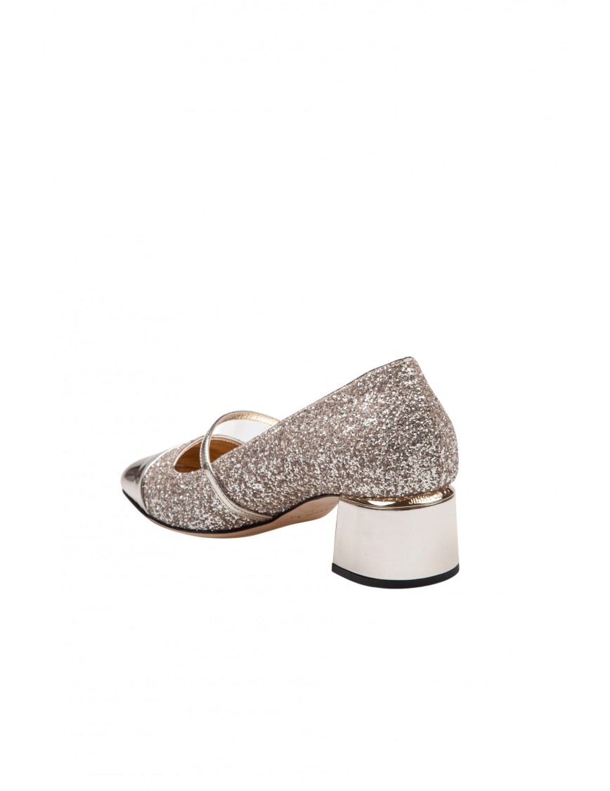 Jimmy Choo Glitter And Laminated Leather Pumps Color Gold And Sand In Gold