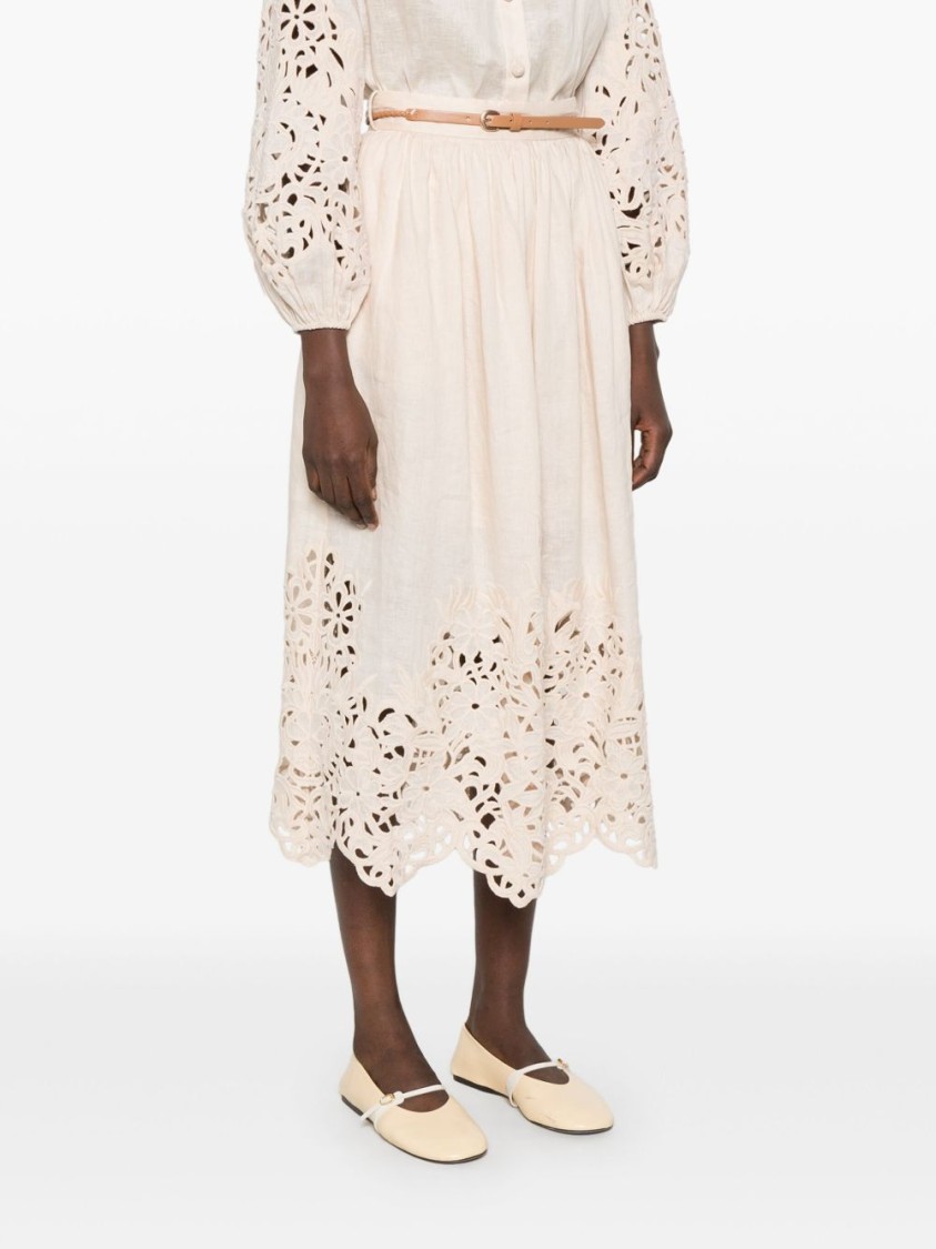 Shop Zimmermann Light Beige Wylie Midi Skirt In Neutrals