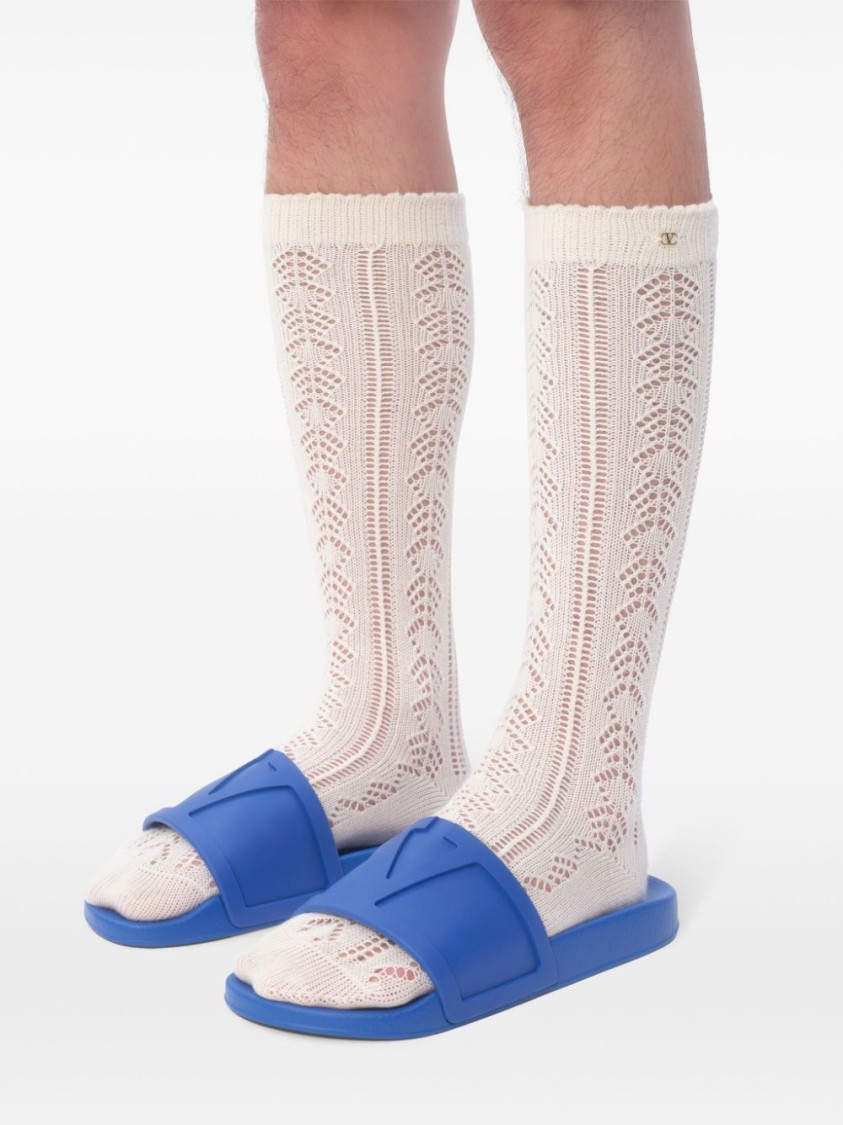 Shop Valentino Blue Bold Logo Sandals