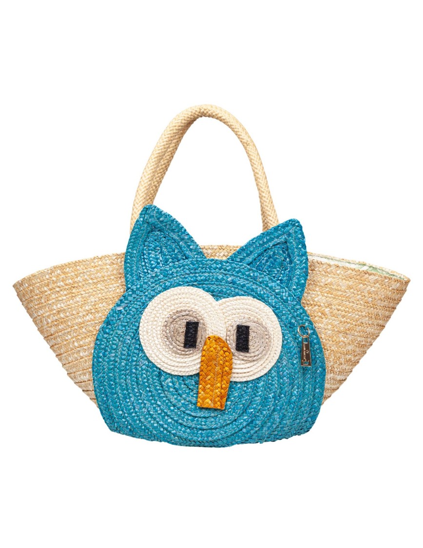 La Milanesa Natural/turquoise Cioffi Handbag In Raffia