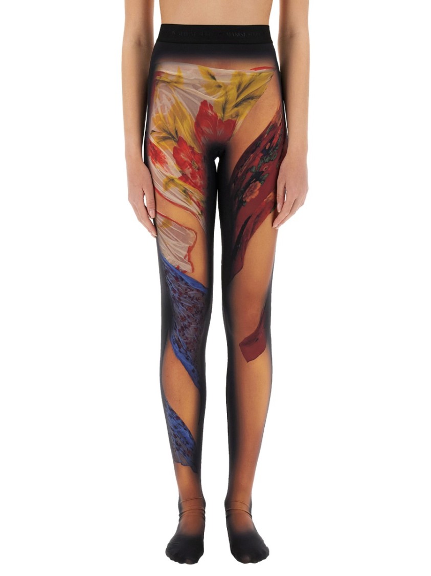 Marine Serre Recycled Draped Statue Jersey Leggings In Multi