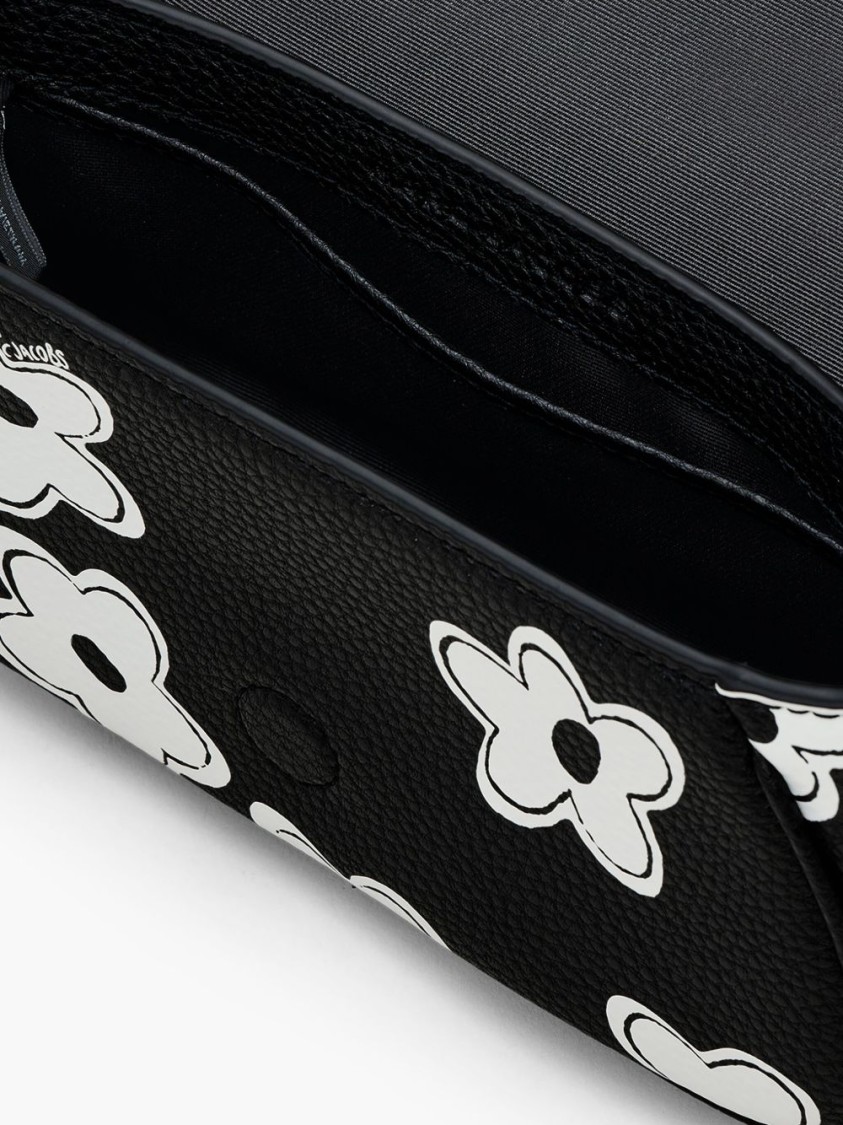 Marc Jacobs Textured Black Bag With Floral Patterns In Black