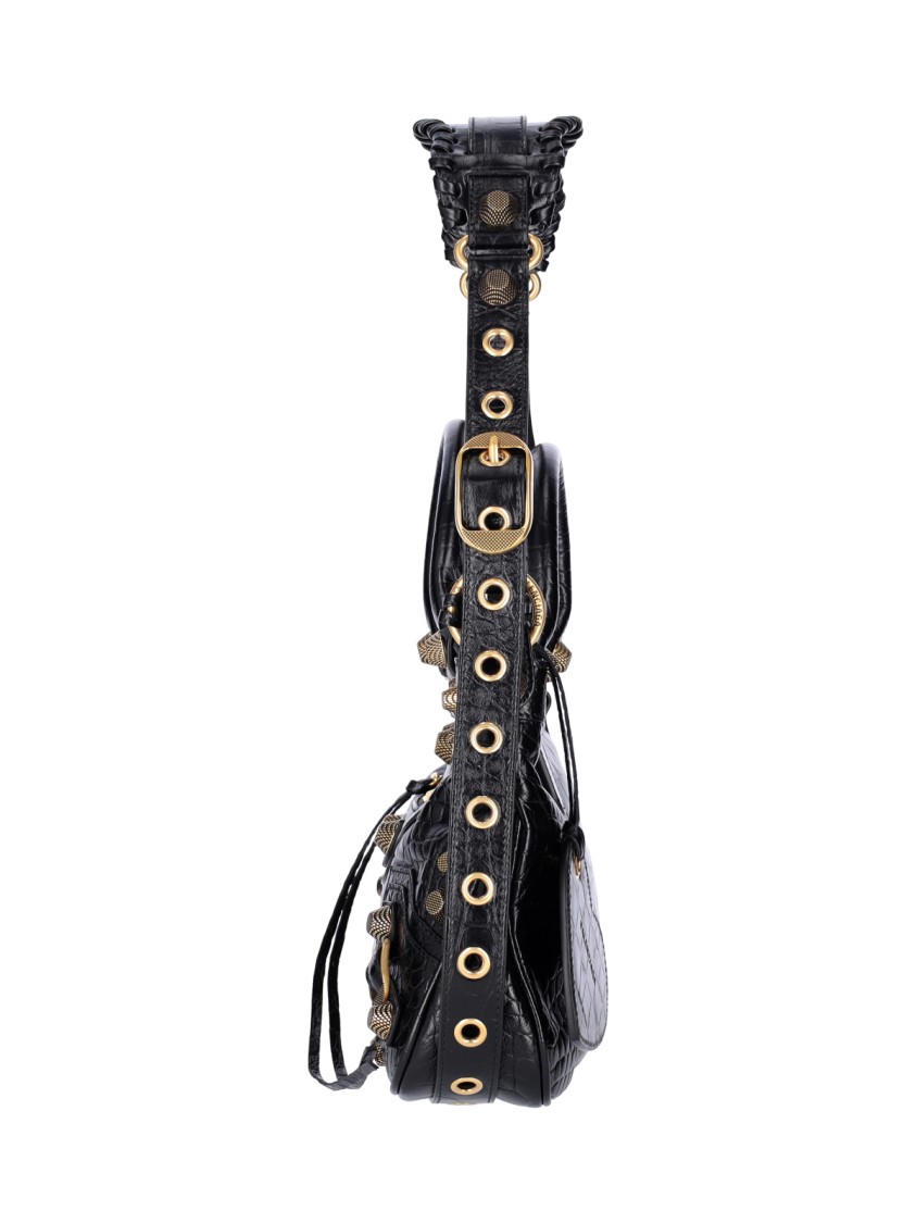 Balenciaga Green Leather Shoulder Handbag With Magnetic Closure And Metal Details
