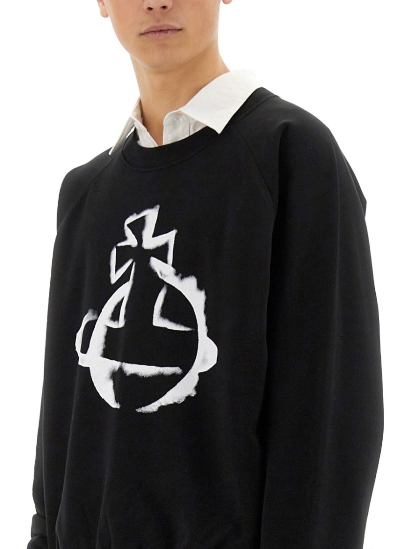 Shop Vivienne Westwood "stencil Orb Raglan" Sweatshirt In Black