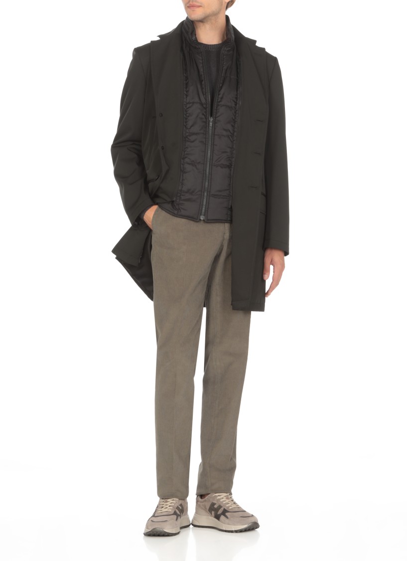 Fay Double-breasted Stand-up Collar Padded Coat In Black
