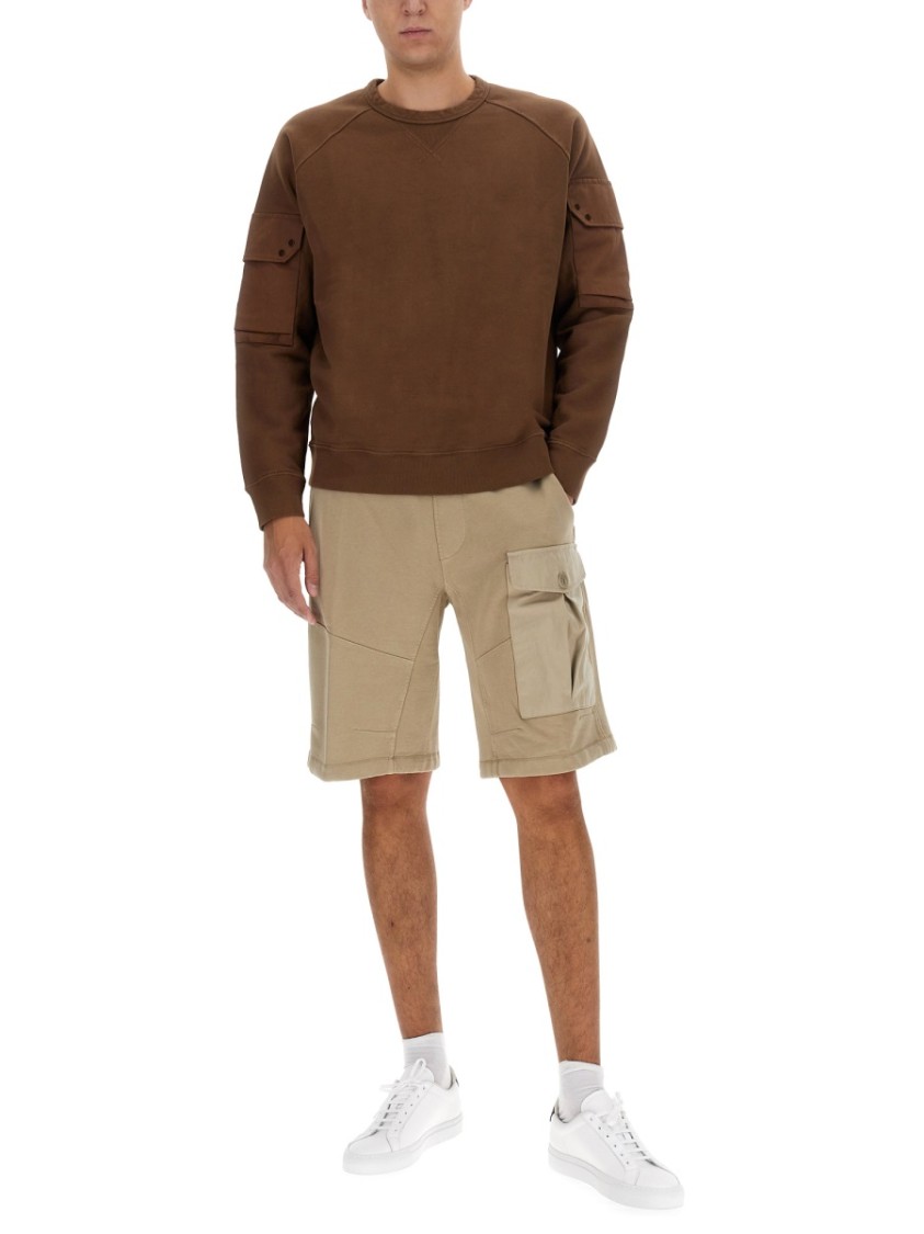 Ten C Logo Crew Neck Sweater In Brown