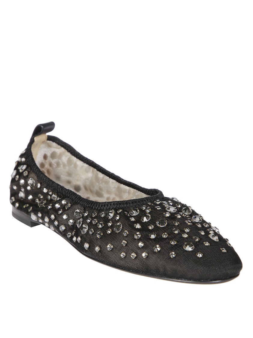 Tory Burch Ballet Flats With Shimmering Rhinestones In Black