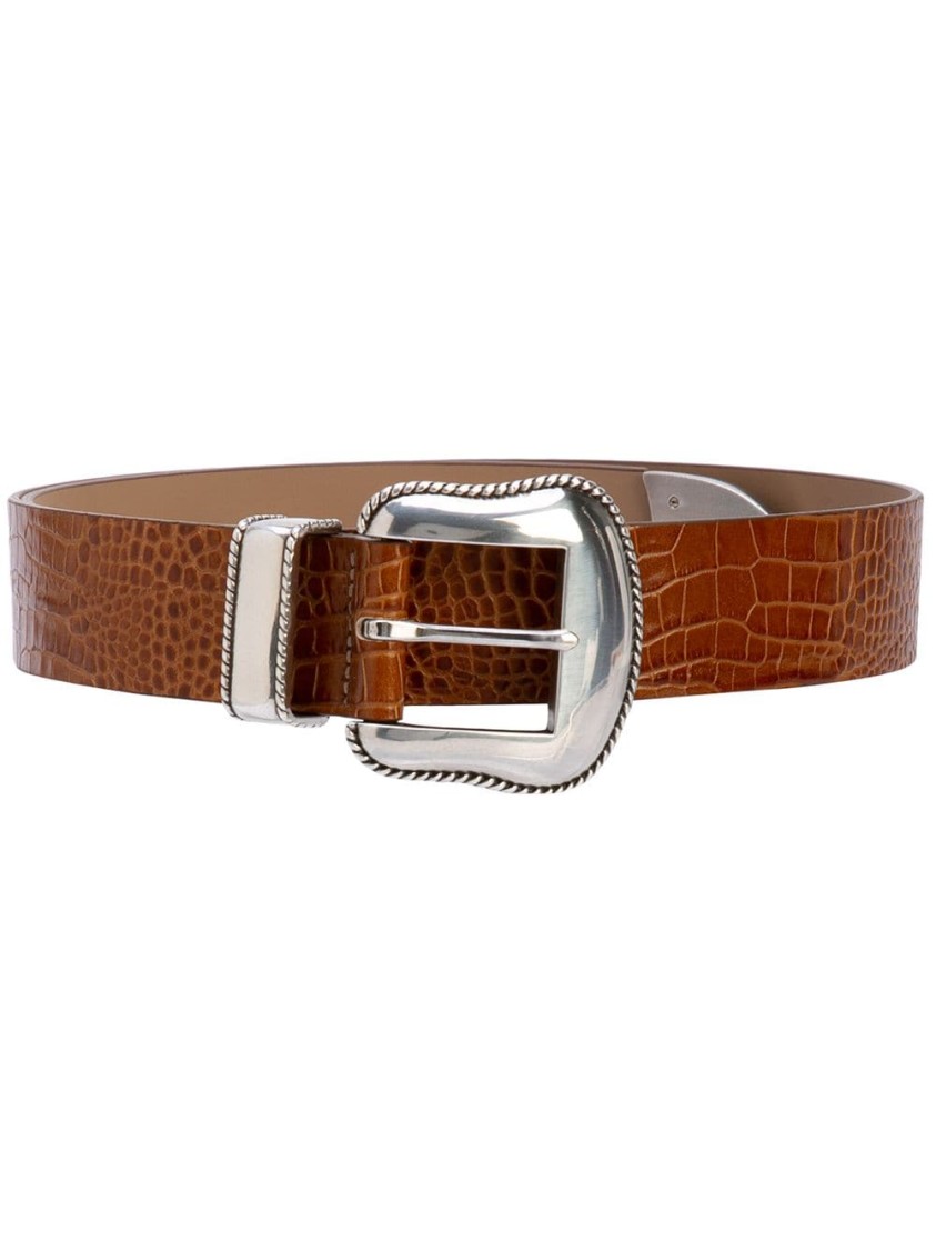 B-low The Belt Brown Croc-pattern Leather Belt