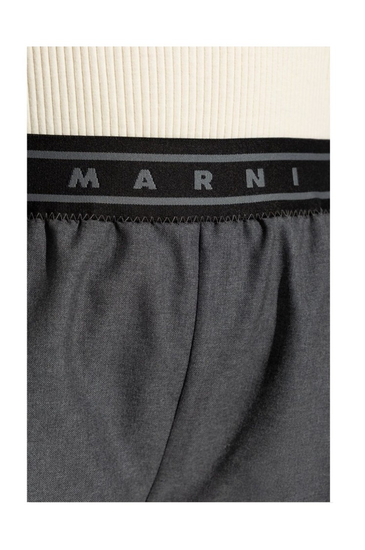 Marni Flared Virgin Wool Tailored Shorts In Gray
