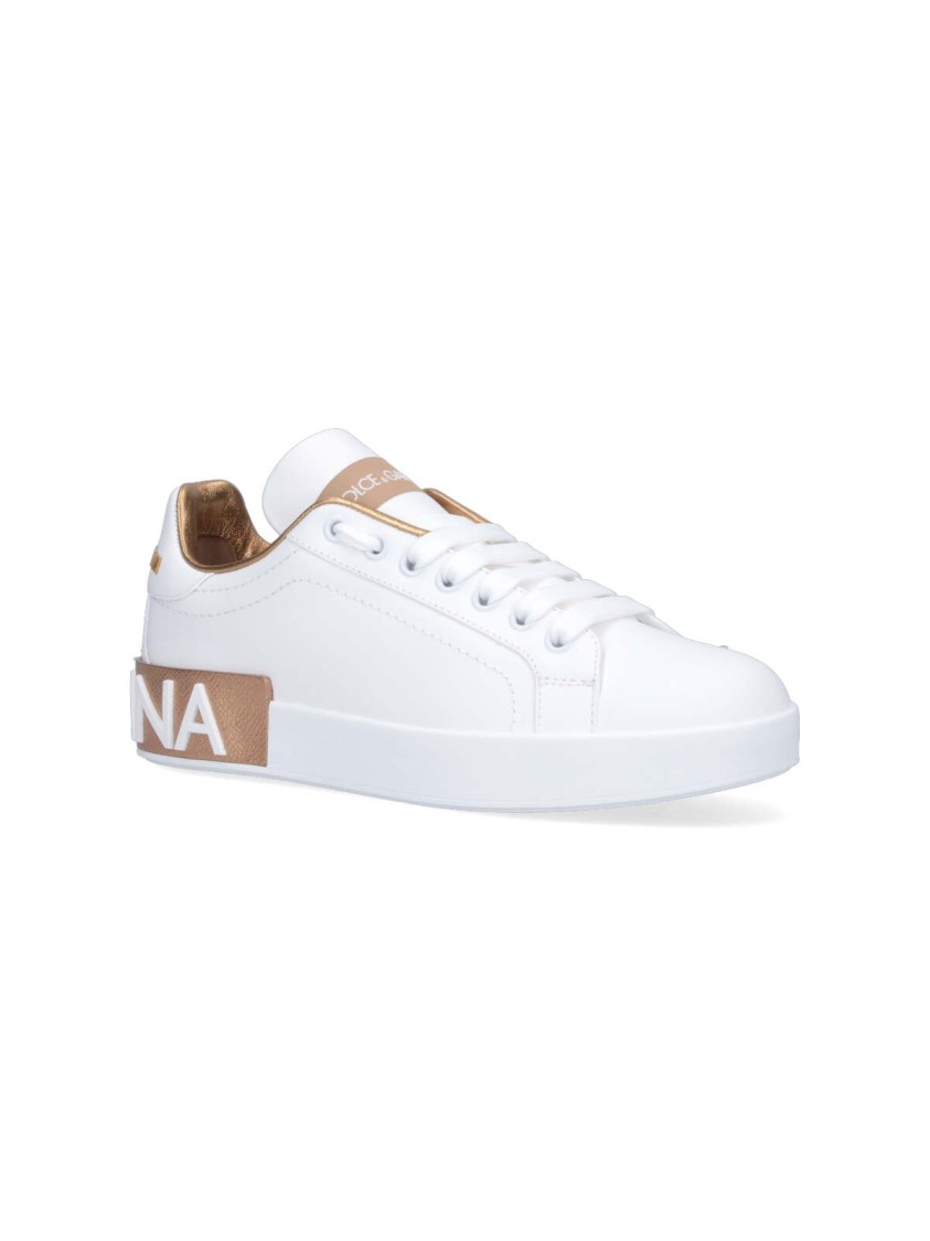Dolce & Gabbana Women White Nappa Leather Portofino Sneakers In White