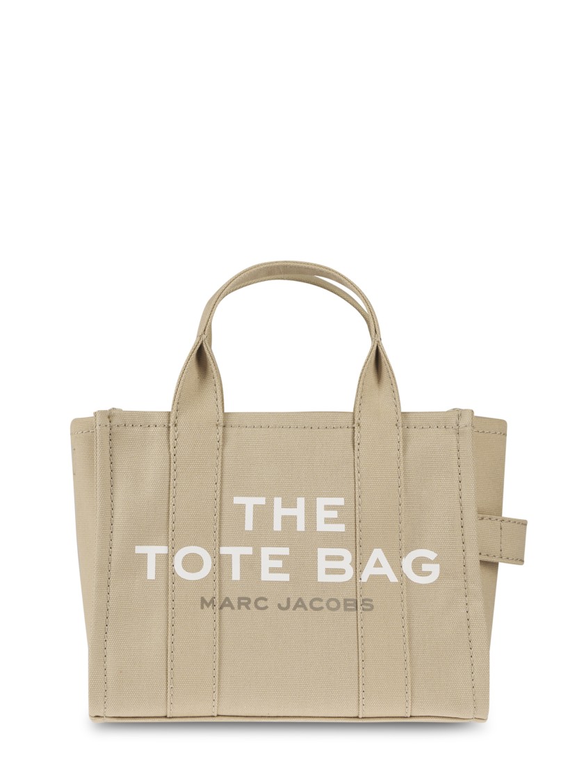 Marc Jacobs Structured Beige Tote Bag With Dual Handles And Bold Lettering In Neutral