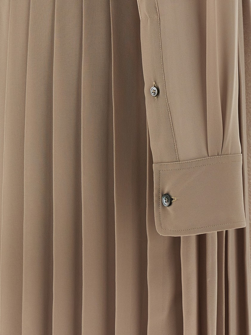 Ami Alexandre Mattiussi Pleated Midi Shirt Dress In Nude