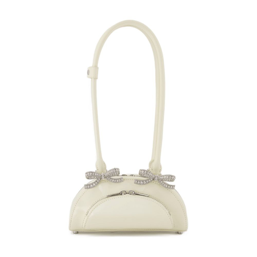 Shop Self-portrait Curved Mini Shoulder Bag - Leather - Neutral In Neutrals