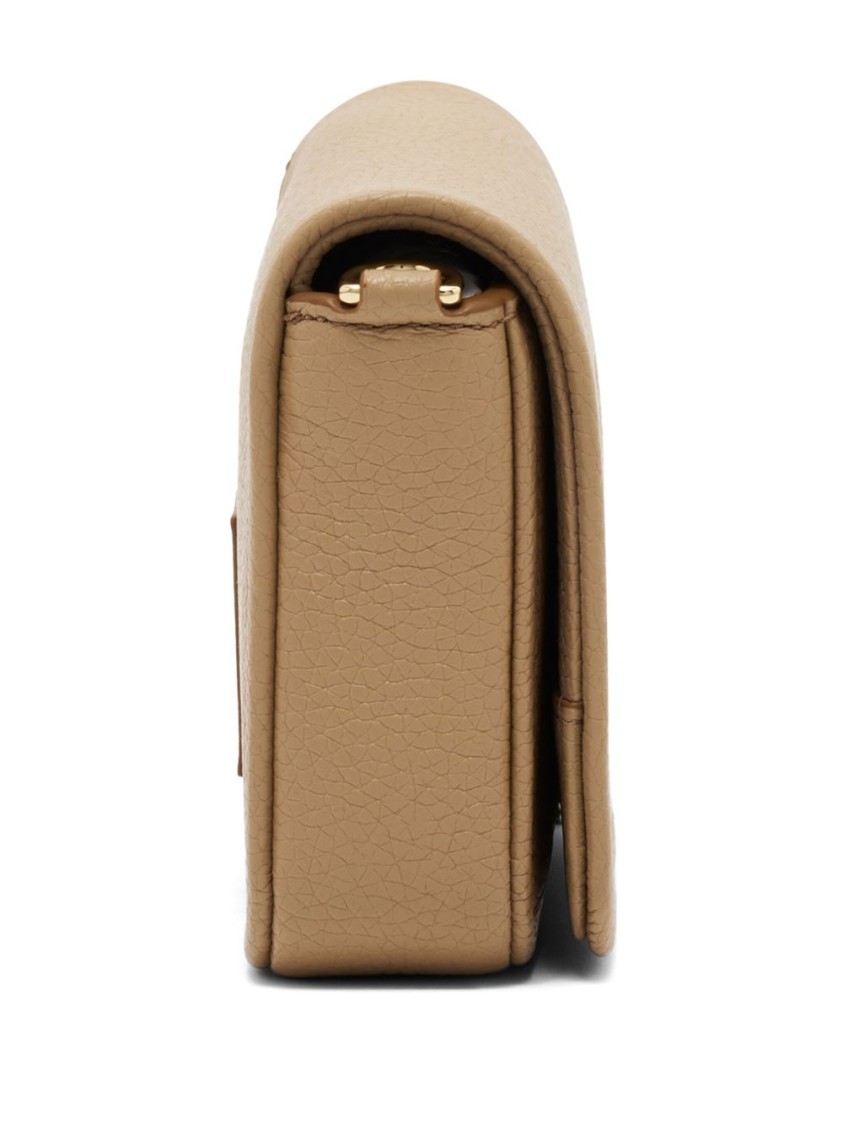 Marc Jacobs Brown Leather Shoulder Bag With Textured Finish In Neutral