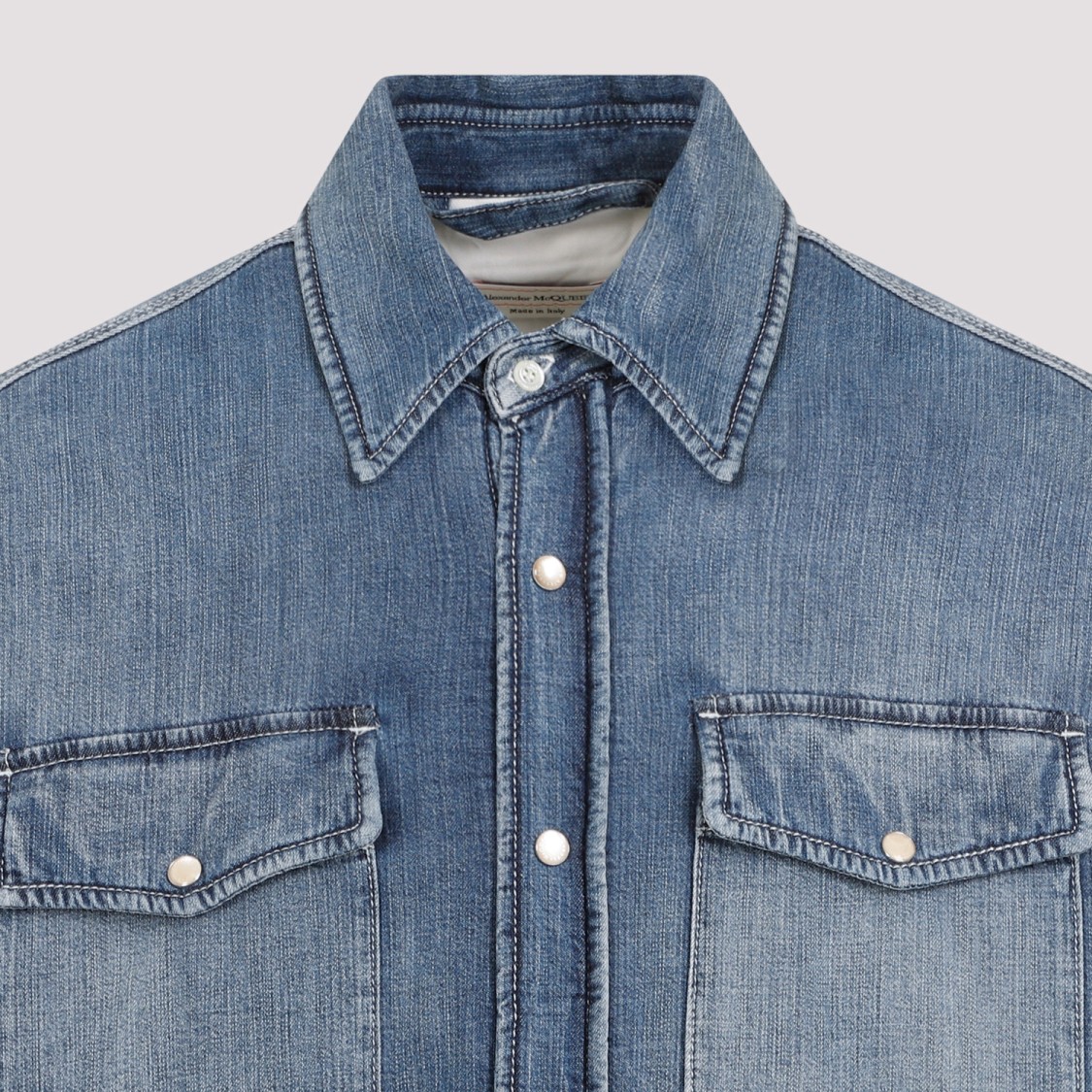 Alexander Mcqueen Quilted Washed Blue Denim Shirt | THE LIST