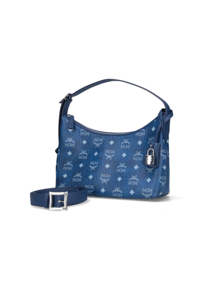 Mcm Arena Hobo Shoulder Bag With Adjustable Handle In Blue