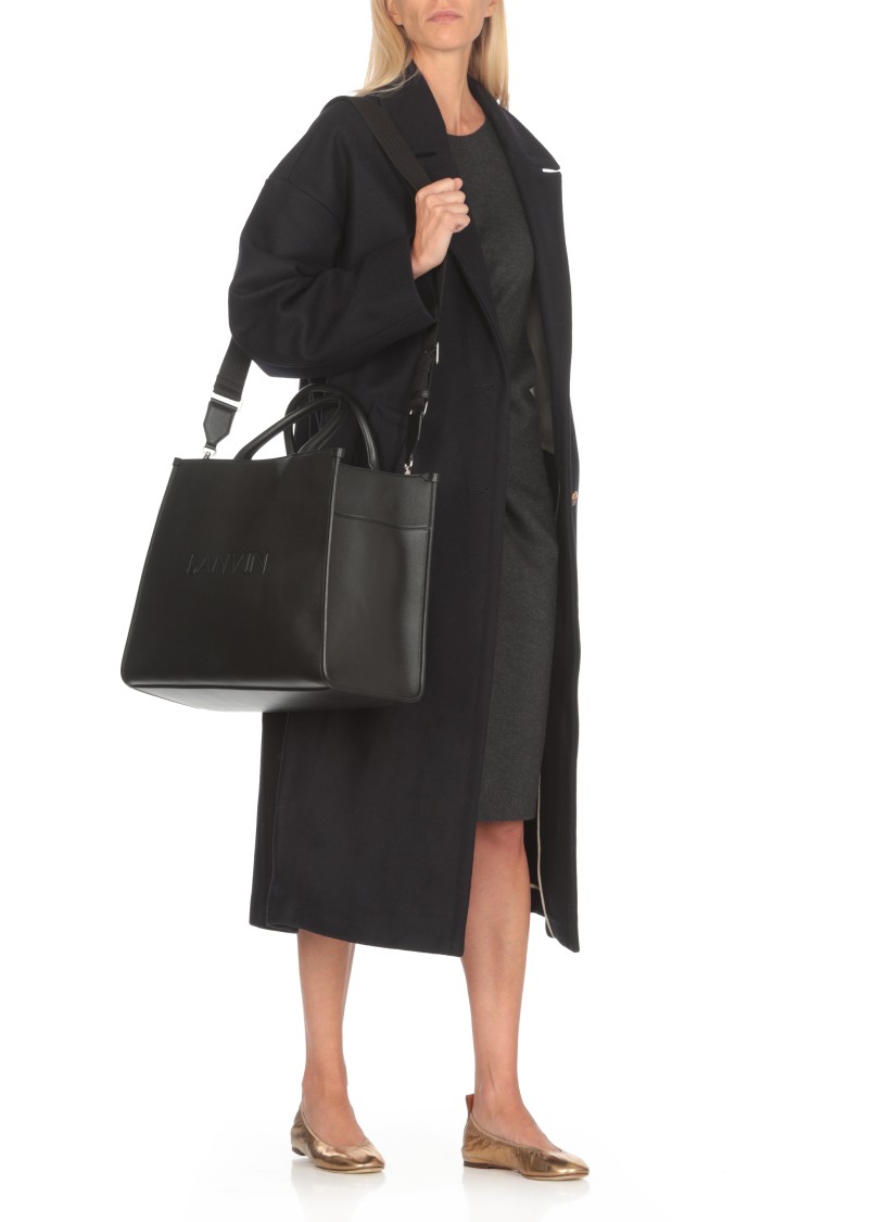 Shop Lanvin Black Leather Shopping Bag
