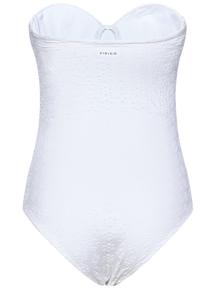 Shop Fisico Padded Broderie Anglaise-effect One-piece Swimsuit