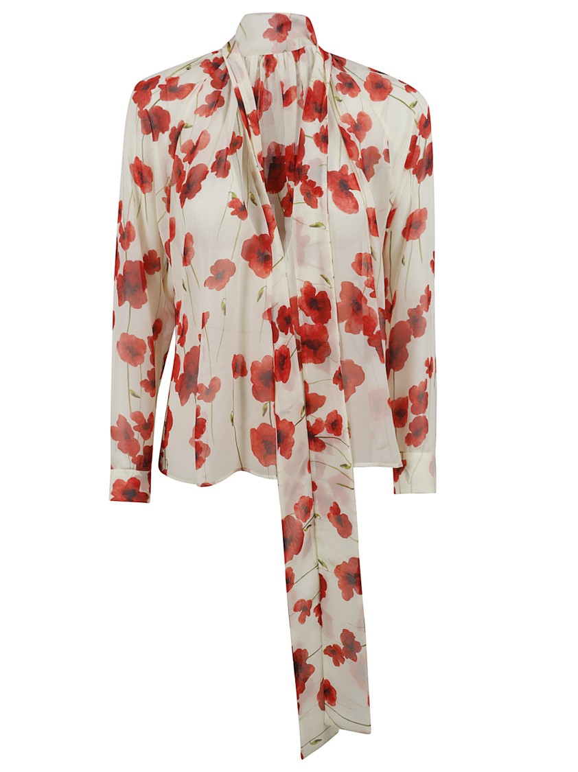 Max Mara Floral Print Shirt With High Neckline