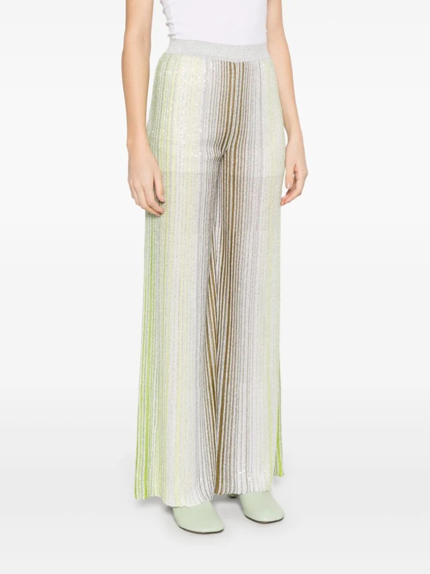 Missoni Vertical Stripe Pants With Pleated Texture In White