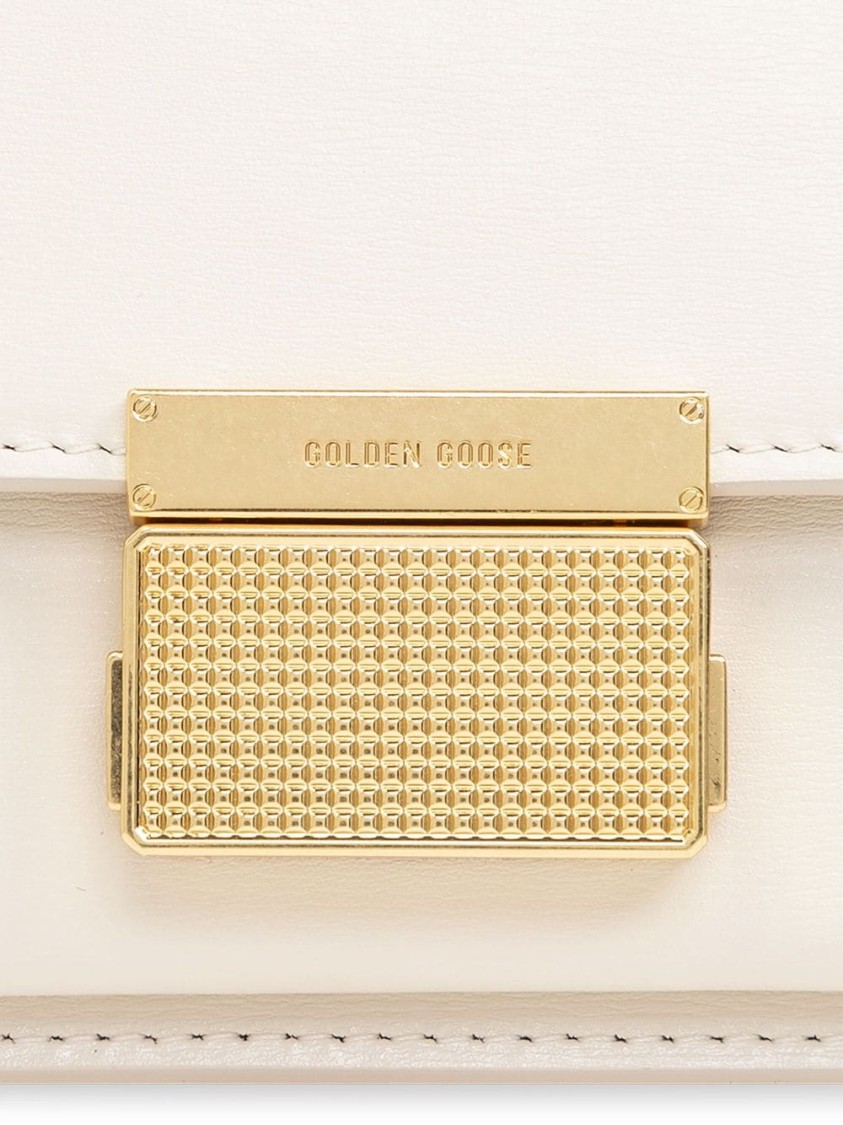 Golden Goose Deluxe Brand Structured Handbag With Gold-tone Clasp And Detachable Strap In Neutrals