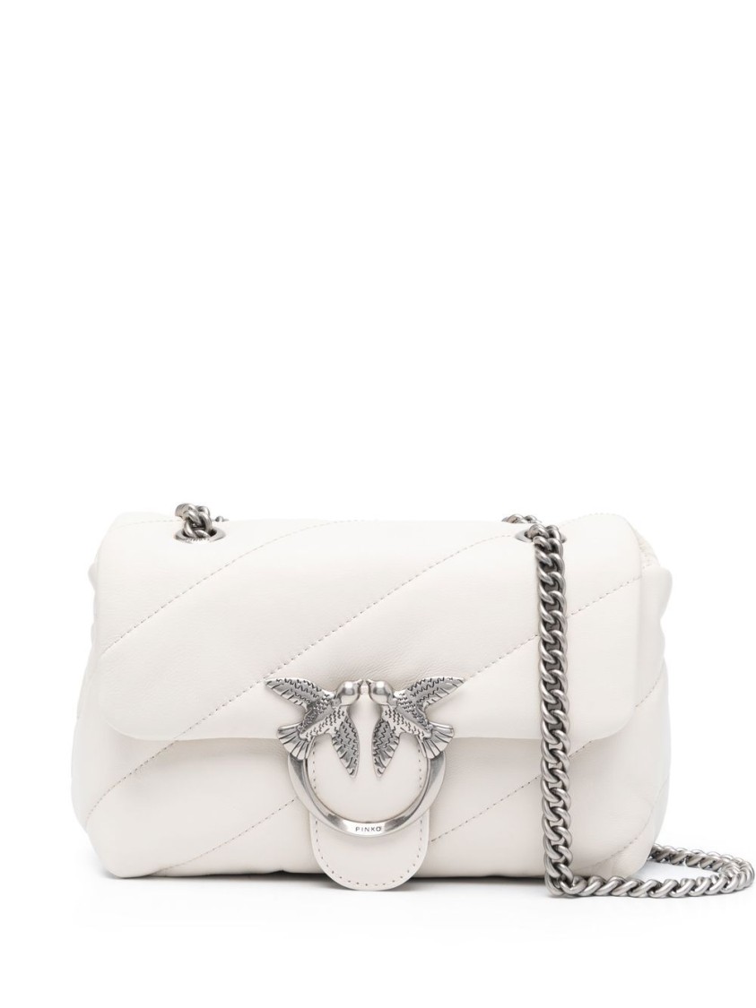 Pinko Quilted White Sheepskin Shoulder Bag