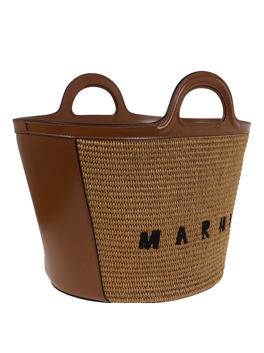 MARNI MARNI SMALL TROPICALIA HANDBAG WITH WOVEN RAFFIA PANELS