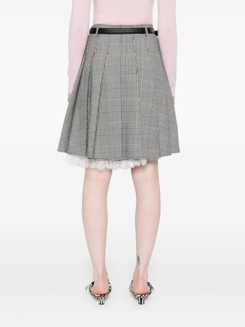 Self-portrait Prince Of Wales Pleated Midi Skirt In Gray