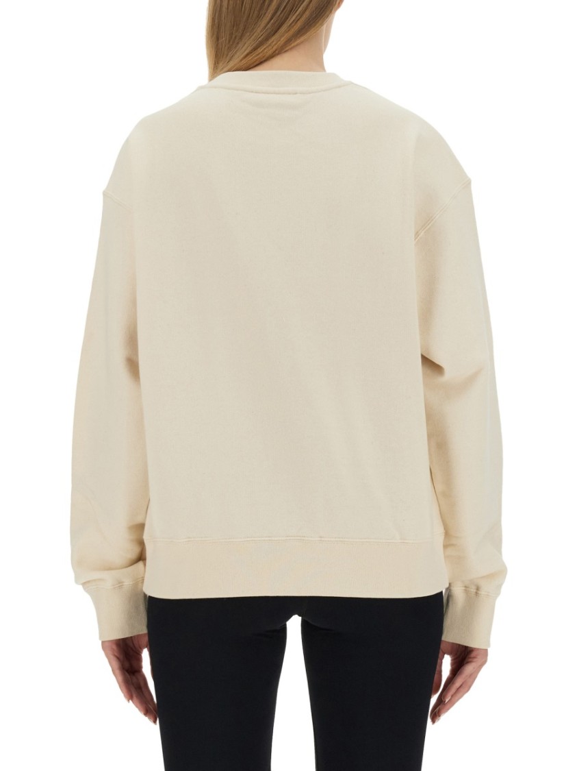 Jil Sander Oversized Cotton Sweatshirt With Subtle Logo Patch In Neutrals