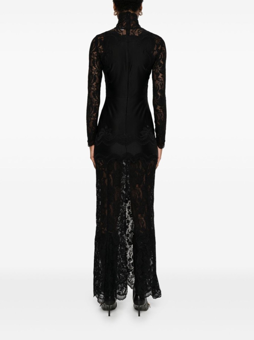 Rabanne Florales Maxikleid Mit Spitzenapplikation In Black