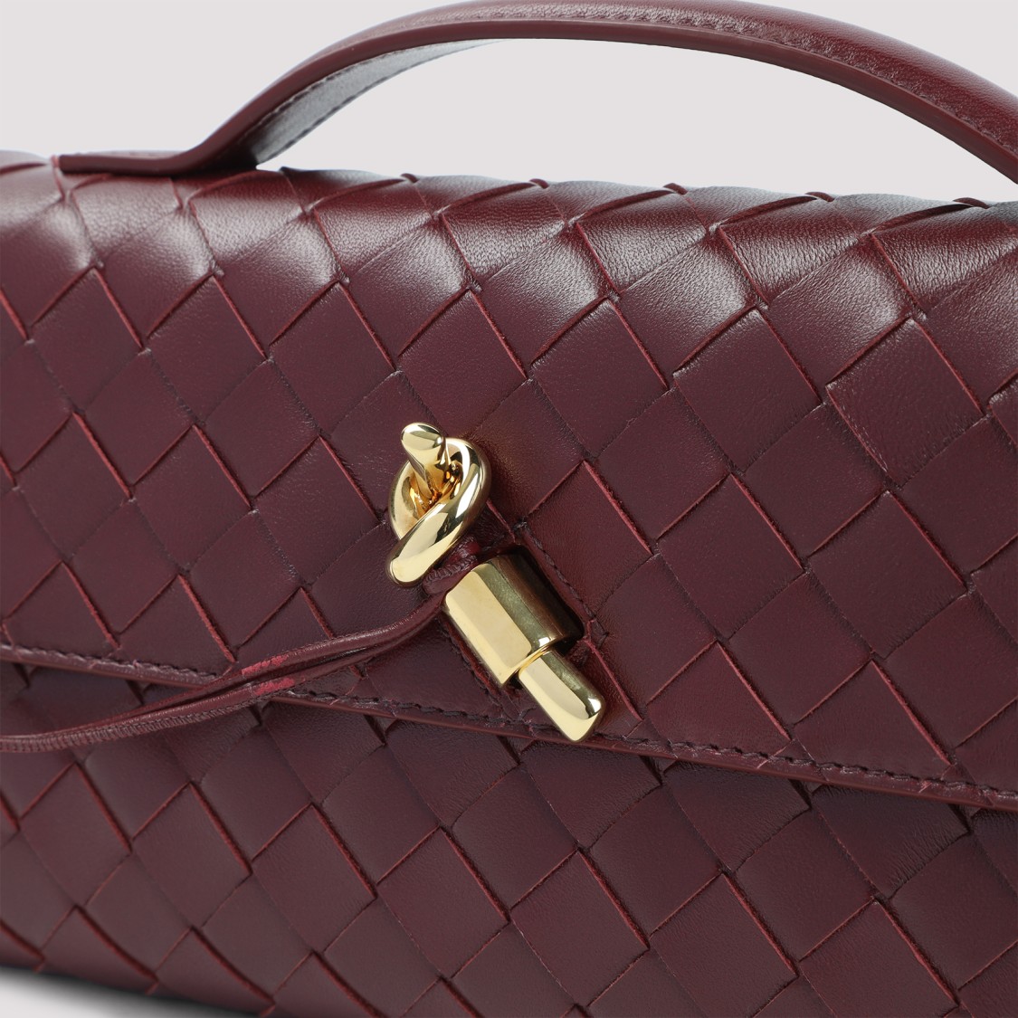 Bottega Veneta Andiamo Long Intreccio Clutch Bag In Burgundy