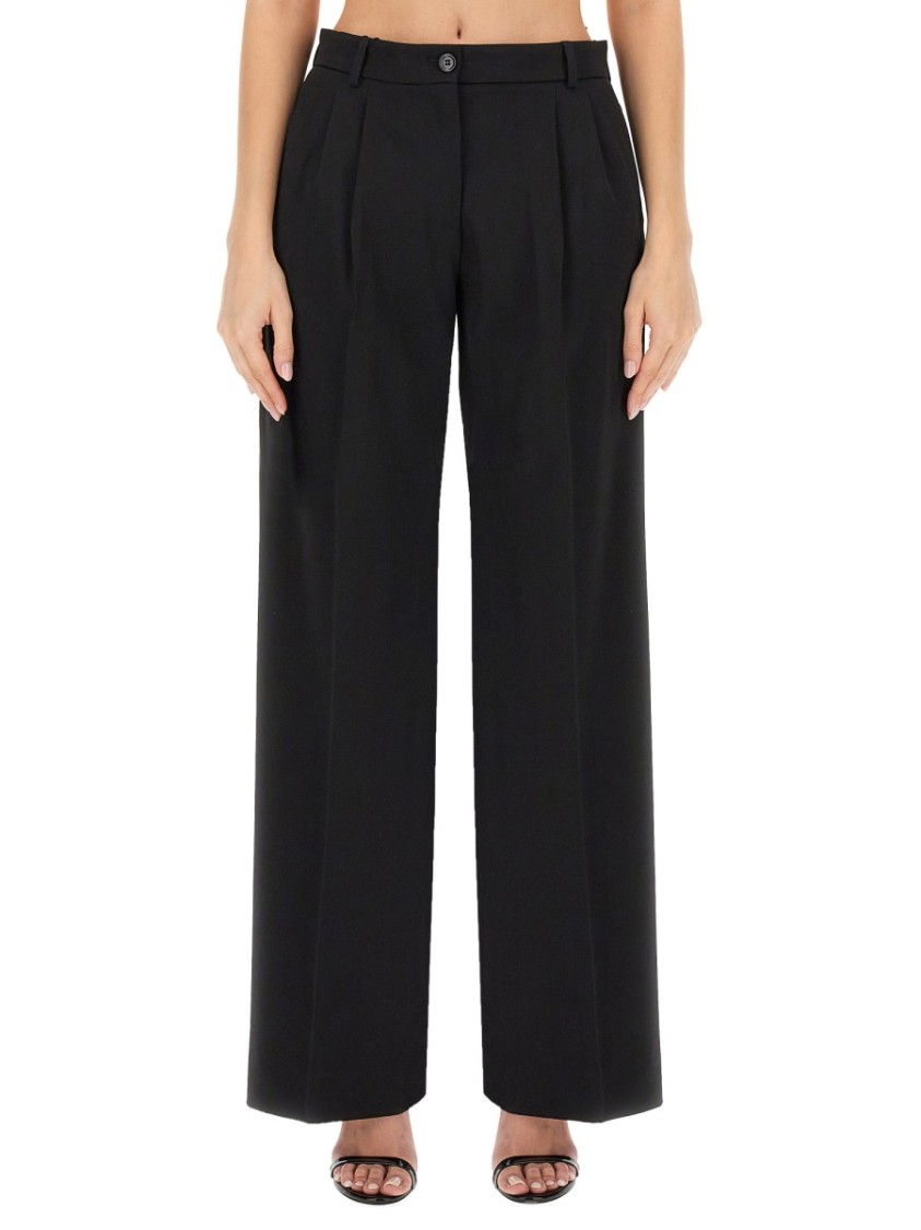 Dolce & Gabbana Flared Wool Pants In Black