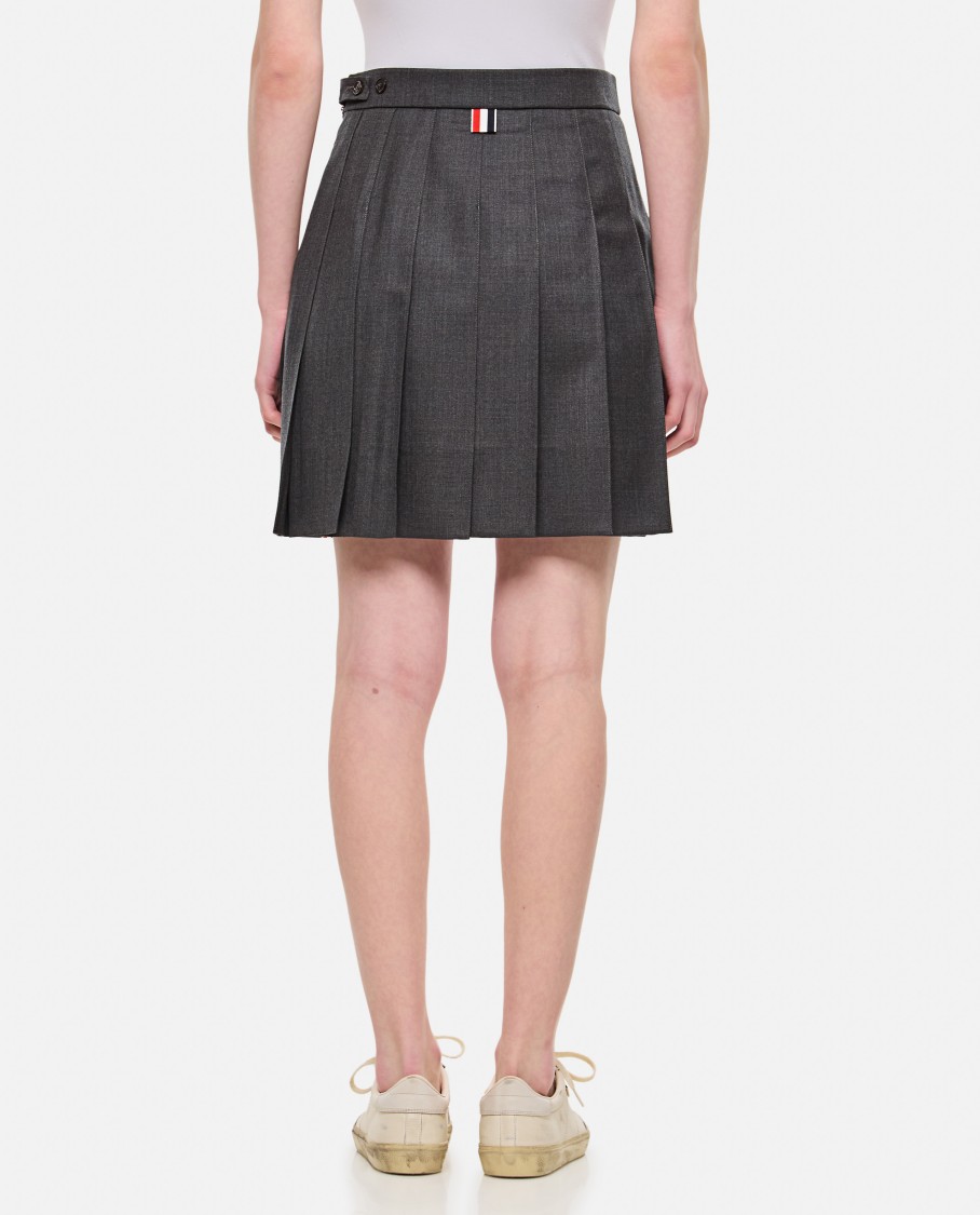Thom Browne Pleated Mini Skirt In Grey