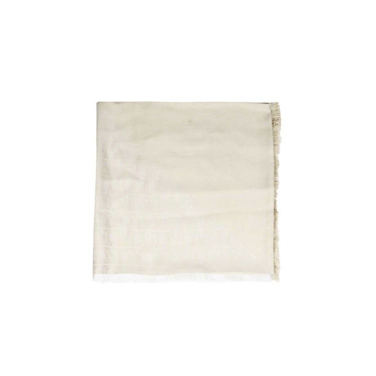 Max Mara Geode Shawl In Beige Jacquard Silk And Cotton Scarf