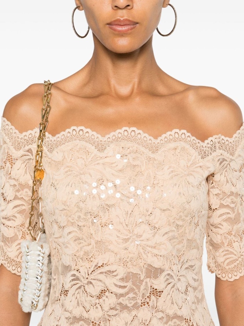 RABANNE RABANNE LACE-DETAIL OFF-SHOULDER TOP 