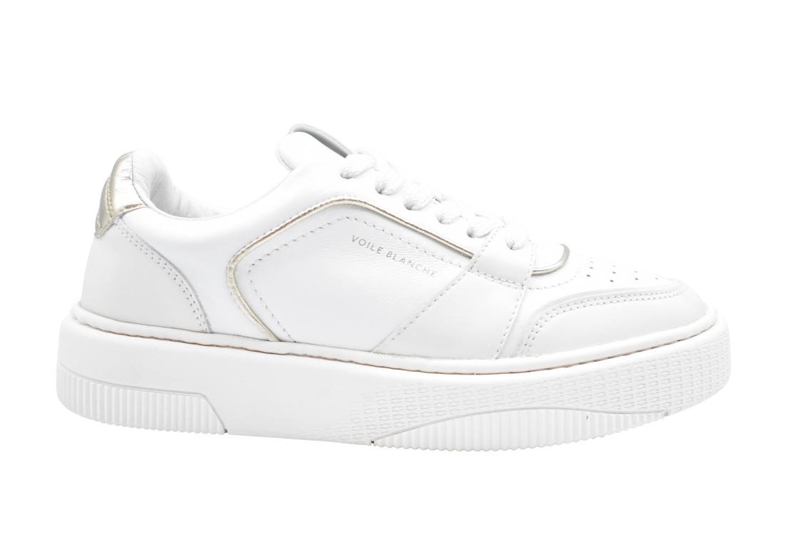 VOILE BLANCHE VOILE BLANCHE PLATINUM WHITE SNEAKERS WITH METALLIC ACCENT