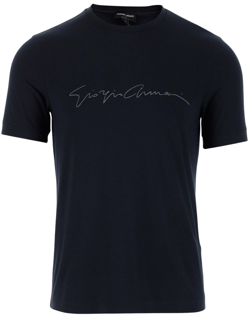 Shop Giorgio Armani Viscose Jersey T-shirt With Logo In Black