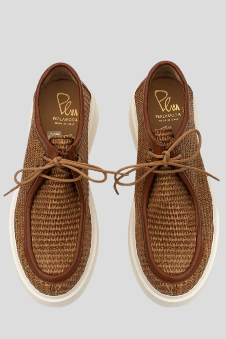 Philippe Lang Raffia Lace-up Sneakers