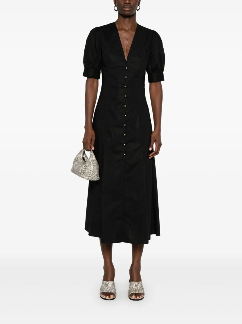 Twinset Twin-set Fitted Midi Dress With Deep V-neckline In Black