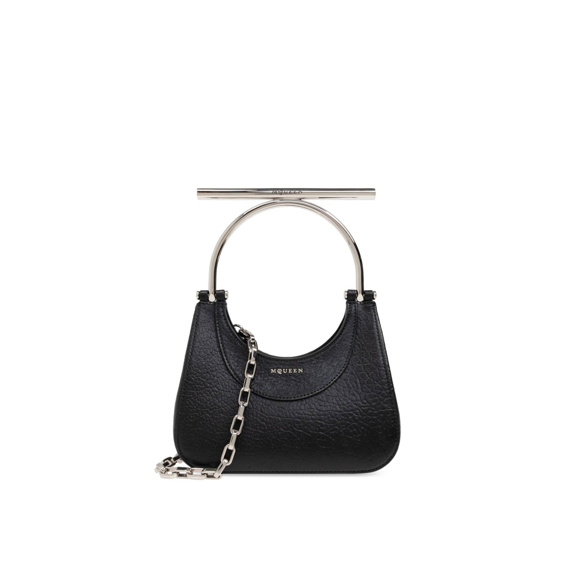 Alexander Mcqueen Mini T-bar Leather Top Handle Bag In Black